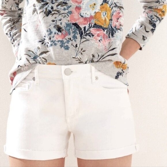 Loft White Denim Roll Cuff Jean Shorts Size 2 - Picture 1 of 10